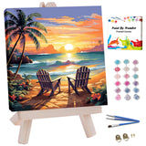 JUJUHOOD Sunset Beach Scene Framed Paint by Numbers Kit for Adults Beginner & Kids Ages 8-12, Seaside Paint by Number Without Ea