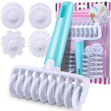 Boao Fondant Ribbon Cutter Wheel Roller Mold Dough Lattice Cutter 4 Different Gears Embosser Set Noodle Dough Roller Pastry Tool