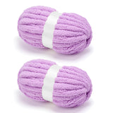 Chunky Chenille Yarn for Crocheting/Arm Knitting, Super Soft Jumbo Knit Blanket Yarn Light Purple 2 Pack (32 yds, 8.5 oz Each Pa