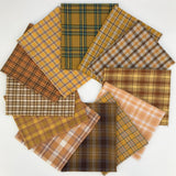 12Pcs 18x22 Inch Fall Orange Plaid Fat Quarter Precut 4oz Cotton Fabric Bundle for Hollaween Pumpkin Color Craft Thanksgiving Ha