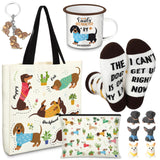 Yeyeplum Dachshund Lover Gifts for Women Birthday Gifts Baskets Set Include Canvas Tote Bag, Makeup Bag, Socks, Keychain, Enamel