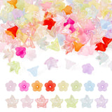 Magibeads 200Pcs 2 Styles Frosted Flower Beads Caps for Jewelry Making Transparent Acrylic Floral Spacer Beads Colorful Bell Tru