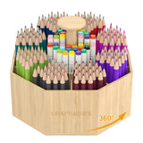 CraftGenes Bamboo Rotating Pen Organizer for Desk with 10 Compartments