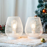 JHY DESIGN Set of 2 Metal Cage LED Lanterns Battery Powered Cordless Accent Light with LED Great for Weddings Parties Patio Even