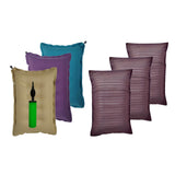 Rav Pack Of 3 Pcs Multi Colot Cotton Air Pillow With Air Pump And Cotton Pillow Cover For Travelling. Travelling Air Pillow For 