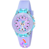On Time Octus Kids Analouge Multi-Color Light Cute 3D Cartoon Character Girls Watch (Multicolour Dial & Purple Colored Strap)