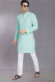 Divisive Men'S Sequince Embroidered Cotton Blend Only Slim Fit Kurta (Dkrt881_Xxxl_Sky)