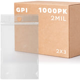 GPI - 2 x 3 - Case of 1000, 2 Mil thick, Clear Plastic Reclosable Zip Bags, Hang Hole For Display, Durable Poly Baggies with Res