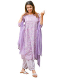 Anni Designer Women'S Rayon Blend Straight Printed Kurta With Pant & Dupatta (Welco-Purple_S_Purple_Small),Purple,S,,,
