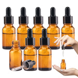 MRXBN 1/2 Oz Glass Dropper Bottle, 15mL Tincture Bottles with Dropper, Labels- Leak Proof Travel Eye Dropper Bottle Amber for Ex