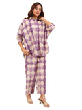 Libas Womens Printed Silk Blend Co-Ord Set For Women Purple