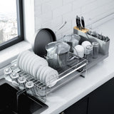 Kitsure Large Dish Drying Rack - Extendable Dish Rack, Multifunctional Dish Rack for Kitchen Counter, Anti-Rust Dish Drainers wi