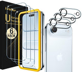 ivoler 3+3 Pack Tempered Glass for iPhone Air Screen Protector 6.5 with Camera Lens Protector with [ Alignment Frame],Anti-Scrat