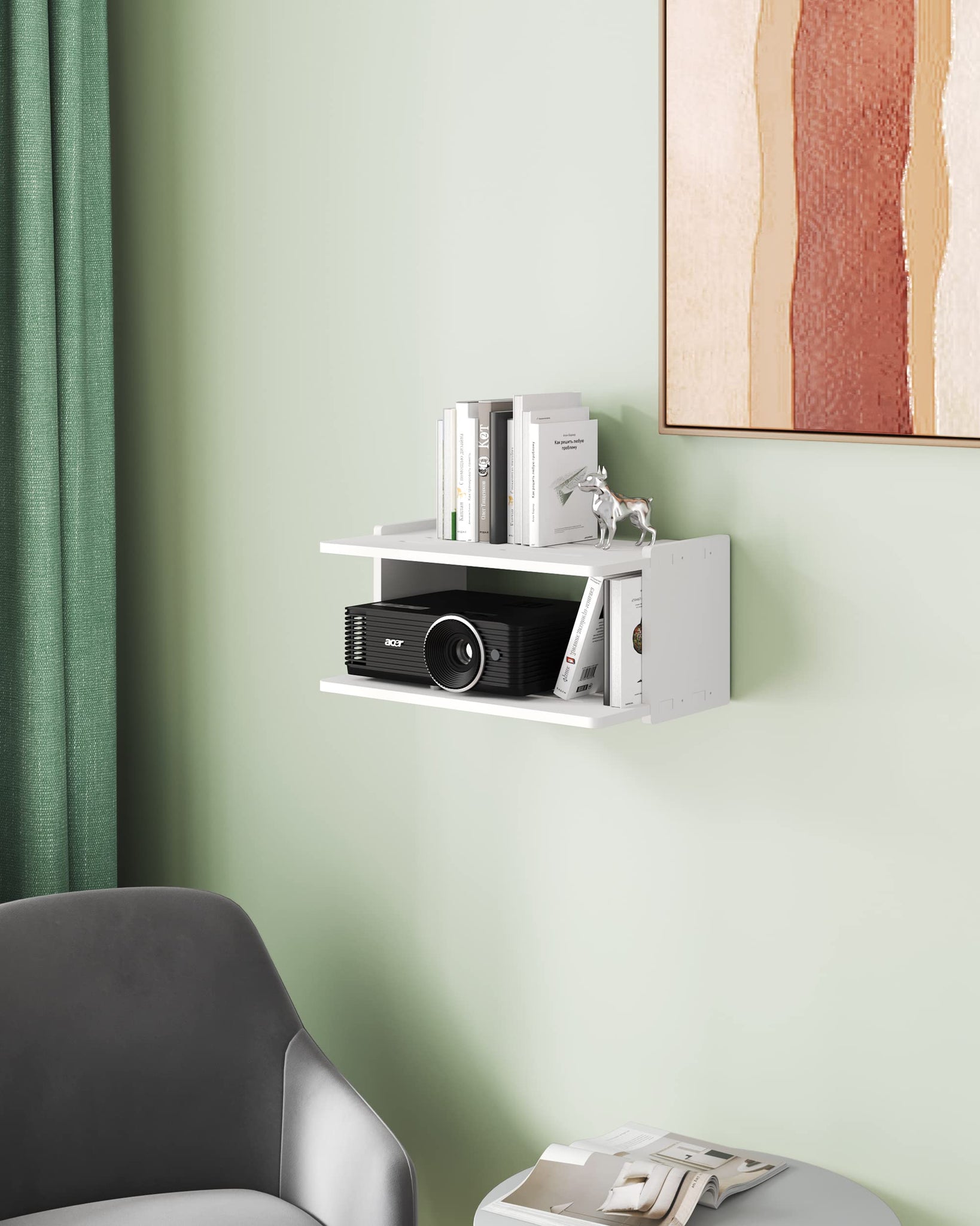 AREAJD Projector Wall Mount Shelf, Projector Shelf, Projector Mount Wall Floating, Projector Shelf for Wall Accessories, Project