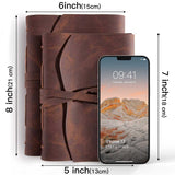 Hotcinfin Leather Bound Journal for Men/Women, Rustic Vintage Handmade Large Writing Notebook with 240 Kraft Lined Pages(5x7 inc
