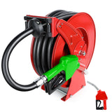 3/4x 50ft Fuel Hose Reel Retractable with Fuel Nozzle, 3/4 Inch Diesel Fuel Transfer Hose, Auto Swivel Rewind, Max 300 PSI T