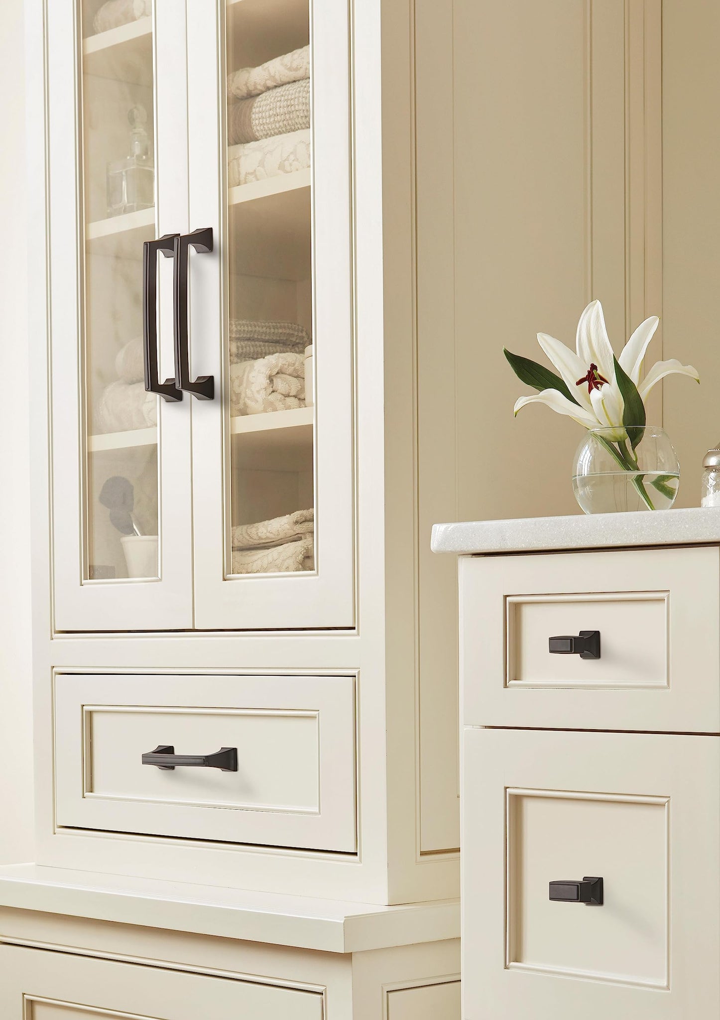 Amerock | Cabinet Pull | Black Bronze | 5-1/16 Inch (128 Mm) Center To Center | Mulholland | 1 Pack | Drawer Pull | Drawer Handl