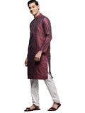 Manyavar Kurta Set For Men, Full Sleeves Mandarin Collar Ethnic Kurta Set For Diwali, Wedding, Party Blended Viscose (Pink, Xl)