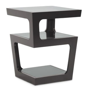 Baxton Studio Clara Modern End Table With 3-Tiered Glass Shelves, Black
