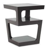 Baxton Studio Clara Modern End Table With 3-Tiered Glass Shelves, Black