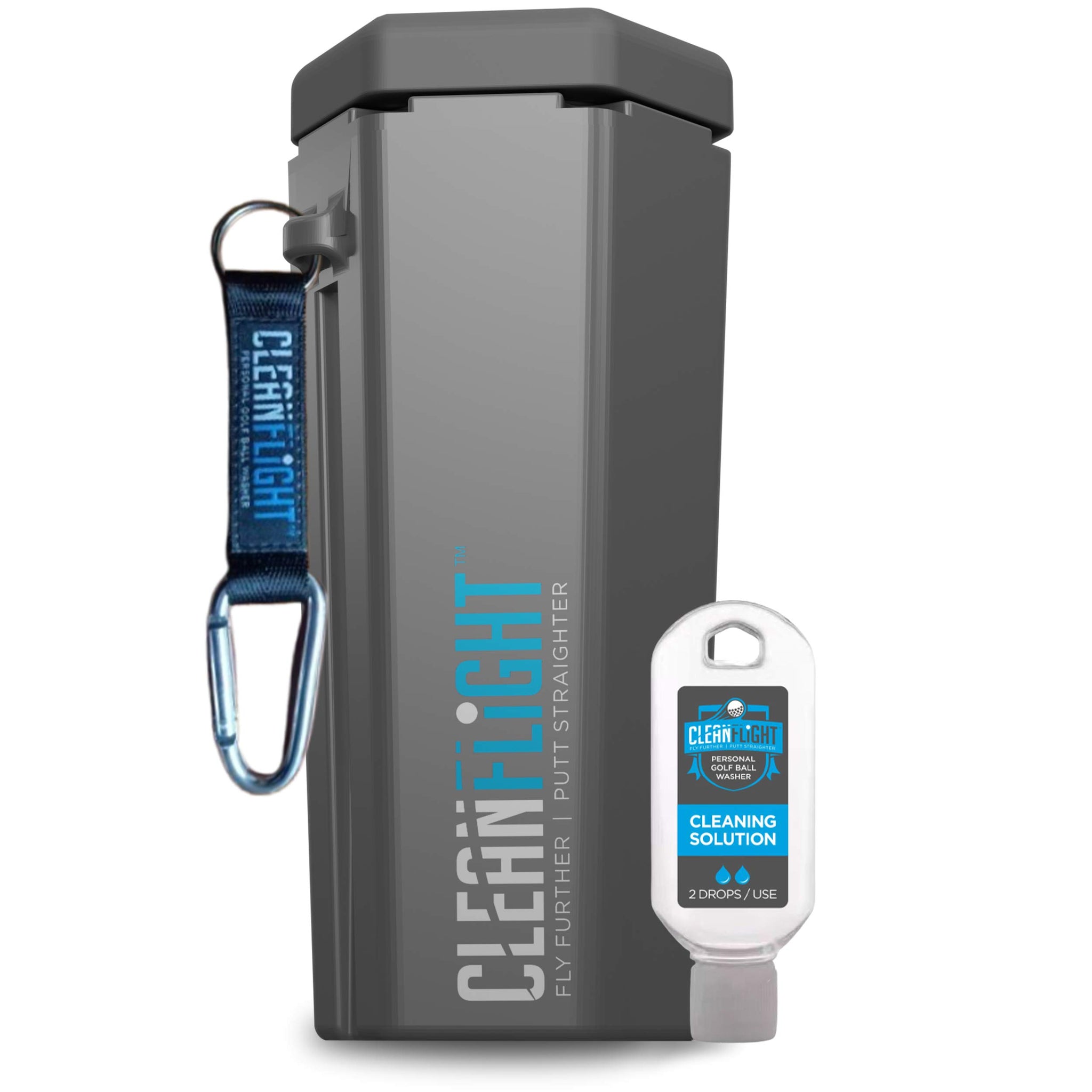 Clean Flight Premium Golf Ball Washer - Portable Cleaner for Golf Bag or Cart - Best Golf Accessories Gifts for Men & Women.