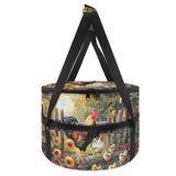 Garucesta Insulated Double Decker Lunch Bag Portable Pie Carrier Bag with Lid and Handles Round Heat Retaining Casserole Carrier