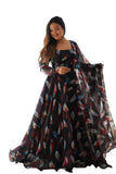 Women Floral Print Anarkali Kurta With Pant And Dupatta (X-Large Black-1),Black-1,XL