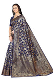 Sugathari Womens Banarasi Saree Pure Kanjivaram Silk Saree Soft New Ladies 2023 Design Wear Pattu Sarees Latest Party Sari Collections With Blouse Piece For Wedding Sadi (Sam Pari-164 Navy Blue)