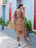 Gosriki Women'S Cotton Blend Straight Printed Kurta With Pant & Dupatta (Nasi Peach-Gs_Xxl_Peach_Xx-Large),Peach,2,B0CGD5DN7L