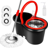 Mop Bucket with Wringer Set, 360 Rotation Mop Bucket Systerm for Floor Cleaning with 3 Microfiber Mop Head for Office and Home U