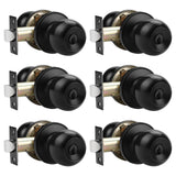 Probrico 6 Pack Black Door Locks with Key, Exterior Door Knobs with Lock, Entry Keyed Alike Door Locksets, Front Door Handles wi