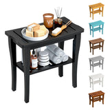 oridom Bamboo Shower Bench Stool with Storage Shelf, Waterproof Shower Chair Spa Bath Seat, Shower Stool for Inside, Bathroom Be