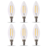 Feit Electric 40W Equivalent Candelabra LED Light Bulb, Dimmable, E12 Base, 2700K Soft White, B10 Filament Torpedo Tip Decorativ