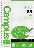 Kokuyo Campus Loose Leaf Paper for Binders, Sarasara Smooth Writing Paper, B5, A 5mm Graph, 26 Holes, 50 Sheets, pH Neutral, Ble
