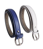Pinkit WomenS Combo Set Of 2 Pu Leather Belts Blue & White