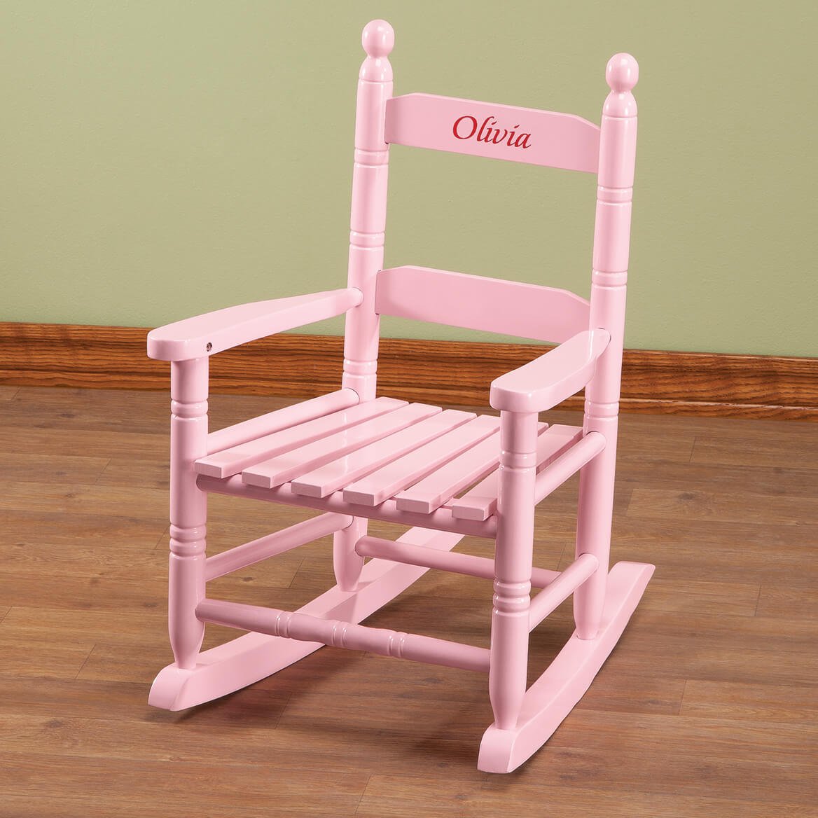 Miles Kimball Personalized Pink Children's Rocker - Wood,Red Font