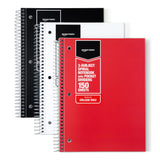 Amazon Basics College Ruled Spiral Notebook, 3-Subject with Pocket Divider, 150 Sheets, 7-1/2 x 10-1/2, 3 pack, Assorted Primary