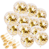 Gold Confetti Balloons 20 Pieces, 12 Inches Party Balloons With Golden Paper Confetti Dots For Party Decorations Wedding Decorat