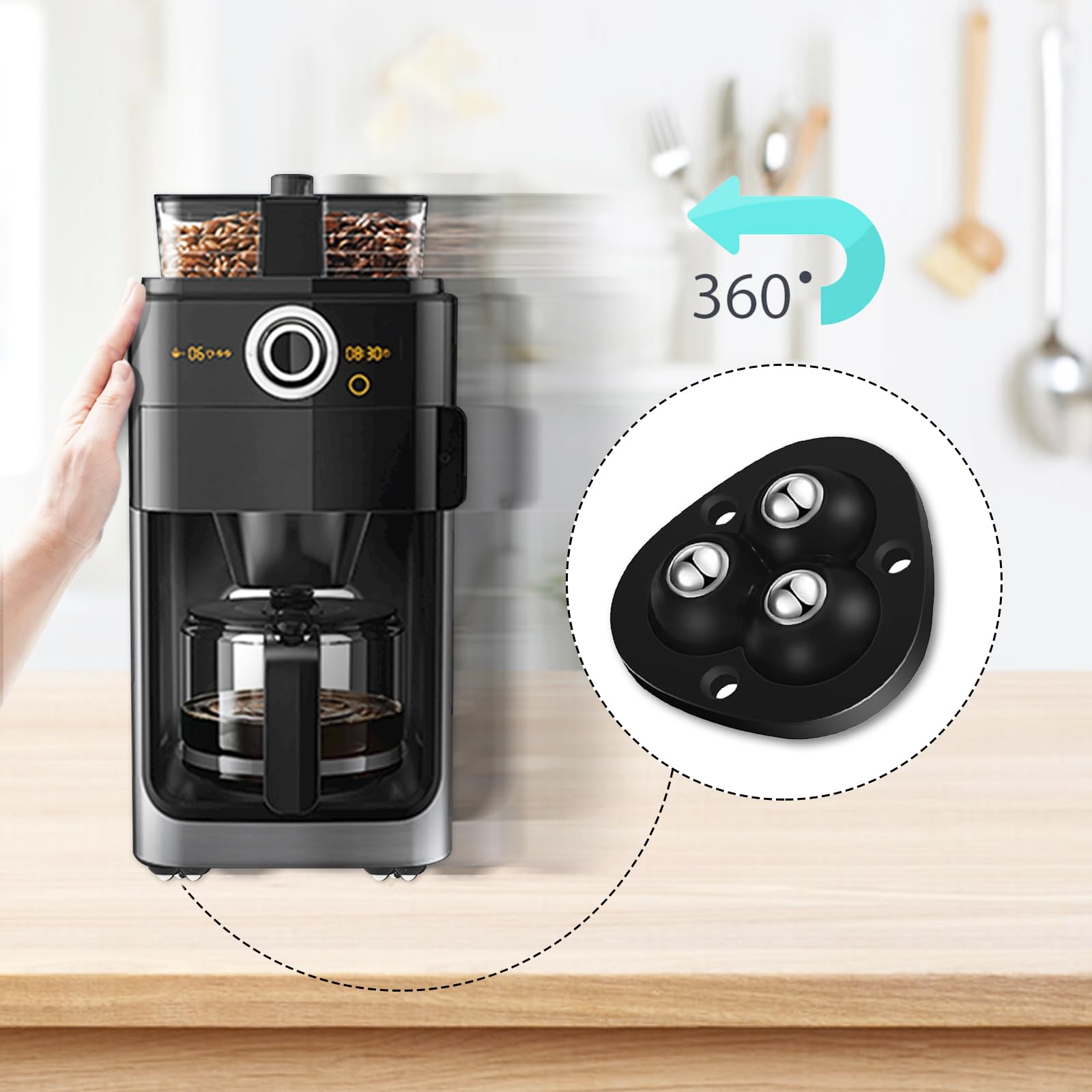 Coffee Slider for Countertop, Furniture Sliders, Furniture Movers Sliders, Self Adhesive Caster Wheels, Appliance Rollers, Rolle