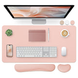Bloss Leather Desk Pad and Keyboard Wrist Rest, Large Mouse Pad + Keyboard Pad+Mouse Wrist Support, Non-Slip Desk Mat Protector 