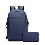 Varietyathletics 19 Laptop Backpack and Organizer Case Set USB Headset Port AntiTheft Waterproof Travel Work College (Navy)