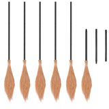 Elcoho 6 Pieces Retractable Witch Broom Witch Broomstick Plastic Halloween Straw Thatch Witch Broom Props Party Decoration for H