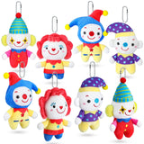 Zomiboo 8 Pcs Cute Clown Plush Stuffed Doll Keychain Circus Clown Plush Toy Bulk for Birthday Party Favors Back to School Gifts 