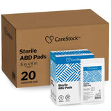 CareStock Abdominal Pads 5x9 in [400-Pack] Sterile ABD Pads, Extra Absorbent, Individually Wrapped, Wound Care First Aid, 20 Cou