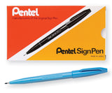 Pentel Arts Sign Pen FiberTipped Pen, Sky Blue Ink, Box of 12 (S520S)
