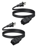 DEWENWILS 6FT Extension Cord, 2 Prong Extension Cord 3 Outlet with Dustproof Sliding Covers, SPT-2 AWG16/2 Power Cable for Indoo