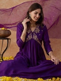 Alvami Women Embroidery Kurta And Pant Set With Dupatta | Wedding Suit | Festival Wear | (In, Alpha, Xl, Purple)