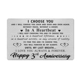 3 Year Anniversary Card Gifts for Him Her, 3rd yr Anniversary Card, Third Anniversary Card for Husband Wife Couple Women Men Fun