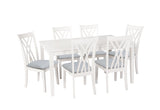 Powell Furniture Linon Maggie Seven Piece Wood Dining Set in White