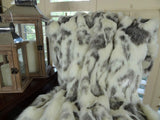 Plutus Brands Rabbit Fur Throw Pillow, 60 X 96, Ivory/Gray